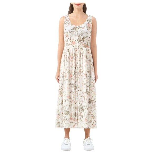Frye Floral Easy Button Front Midi Dress Sz S - Picture 1 of 9